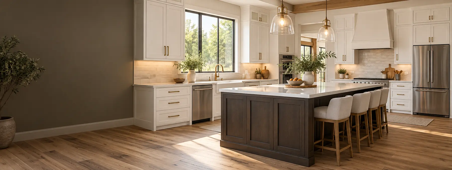 RTA cabinets coordinated with flooring